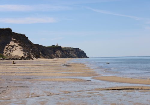 A beautiful view of the north sea coast at Lønstrup beach during daytime